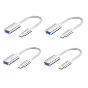 INF Type-C najlonsko pleten kabel 4-pack, USB 3.0, OTG in PD Silver, (5000296313)