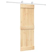 Vidaxl Drsna vrata Naravna in bela 70 x 210 cm Masiven borov les