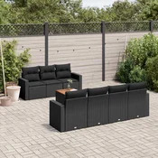8-dijelni set vrtnih sofa od poliratana s jastucima crni Crna 66 x 62 x 69 cm