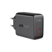 slomart Acefast omrežni polnilnik 2x USB Tip C 40W, PPS, PD, QC 3.0, AFC, FCP črn (A9 črn)