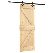 Vidaxl Drsna vrata Naravna in črna 70 x 210 cm Masiven borov les