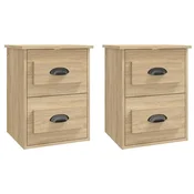 Vidaxl Stenska nočna omarica 2 kosa sonoma hrast 41,5x36x53 cm