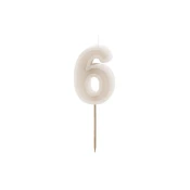shumee Rojstnodnevna sveča številka 6, bež, 6 cm