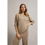 Womens sweater decorated with metallic thread MOODO - beige