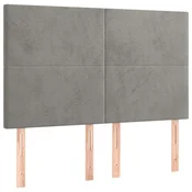 Vidaxl Vzglavje za postelje svetlo sivo 144x5x118/128 cm žamet