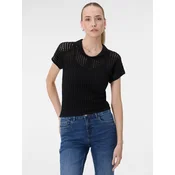 Črna ženska majica s kratkimi rokavi in ??ovratnikom