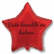 Personal Balon iz folije z besedilom - Rdeča zvezda, 45 cm