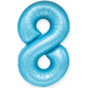Rojstnodnevni balon številka 8 – nebeško modra, 100 cm