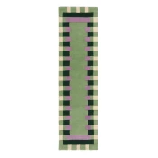 Zelena/ljubicasta rucno radena vunena staza 60x230 cm Kai Wool Border – Flair Rugs