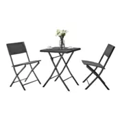 eoshop Vrtni set iz tehnoratana 1+2 FARUK, črn (miza + 2 stola)