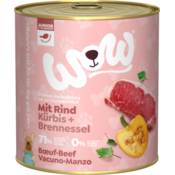 Mokra pasja hrana JUNIOR z govedino, bučo + koprivo - 800 g