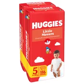Huggies Pelene Little Movers, Otvorene, Duo Pack (5), 11-25kg, 116 komada