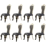 Casa Padrino luxury baroque dining chair set of 8 blue/white/gold - Magnificent baroque style kitchen chairs - Baroque dining room furniture - Luxury furniture baroque style
