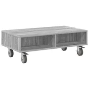 Vidaxl Stranska miza s kolesi Siva Sonoma 90 x 50 x 30 cm