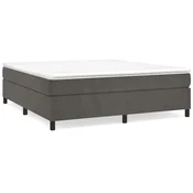 Vidaxl Posteljni okvir z vzmetmi temno siv 200x200 cm žamet