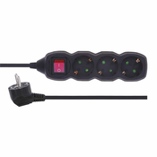 EMOS podaljšek s stikalom (3 vtičnice ŠUKO 1.5M H05VV-F 3G1 PVC), črn