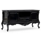 Casa Padrino luxury baroque TV cabinet black - Magnificent solid wood sideboard with 2 doors and drawer - Living room furniture in baroque style - Baroque furniture - Noble & Magnificent