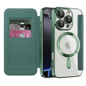 Etui SmartMag Book z Magsafe tehnologijo in RFID denarnico za iPhone 16 Pro Max - green