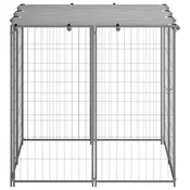 Vidaxl Pesji boks srebrn 110x110x110 cm jeklo