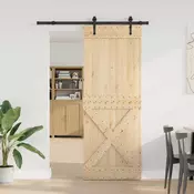 vidaXL Drsna vrata NARVIK Naravna in črna 85 x 210 cm (152,5 cm)