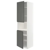 METOD Visoka omara za mv pečico+2vr/plc, bela/Voxtorp temno siva, 60x60x220 cm