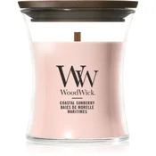 Woodwick Coastal Sunberry dišeča sveča z lesenim stenjem 85 g