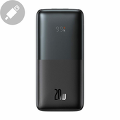 BASEUS powerbank 10.000 mAh + USB A na tip C PD QC3.0 3A 20W PPBD040201 crni