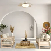Mantra Iluminación LED stropni ventilator Flower iz lesa z DC-motorjem, tiho delovanje, premer 79 - Dnevna soba/jedilnica - Sodobni - les, bel - Plastika