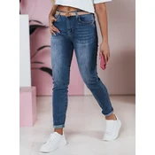 Spodnie damskie jeansowe slim fit średni stan FLEXI granatowe Dstreet