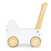 ECOTOYS Leseni voziček za lutke bele barve