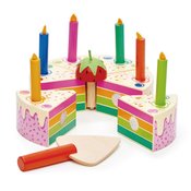 Drvena torta s jagodom Rainbow Birthday Cake Tender Leaf Toys 6 komada sa 6 svjećica