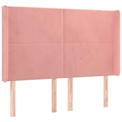 Vidaxl Vzglavje z ušesi roza 147x16x118/128 cm žamet