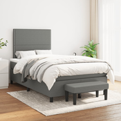 vidaXL Box spring postelja z vzmetnico temno siva 120x200 cm blago