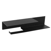 Držalo za toaletno rolico s polico 35 cm, črno mat - Črna - 350x70x95 mm - Sapho - 120 - Jeklo - Nosilec toaletnega papirja - Kvadratni - 350 - 70 - 95 - 14