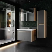 Skye Decor Set kupatilskog ormarica sa umivaonikom i ogledalom, 3 dela, Šareni