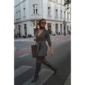 Made Of Emotion Womans Tweed mini dress with a lace insert - black