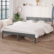 Okvir za krevet masivno drvo sivi 120 x 190 cm mali bracni