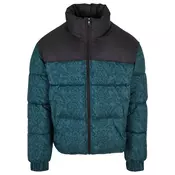 AOP Retro Puffer Jacket bottlegreen damast aop