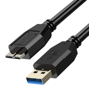 AVIZAR Kabel USB 3.0 na Micro B za Samsung Galaxy S5, Note 3 in Note Pro 12.2, dolžina 1,8 m - ČRN, (20649833)