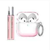 INF Zaščitni TPU ovitek, združljiv z Apple AirPods 4, s čistilnim peresom in obeskom za ključe Pink, (5000072307)