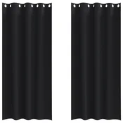 Zavese za zatemnitev z obroči 2 kos Črna 260 x 140 cm Poliester