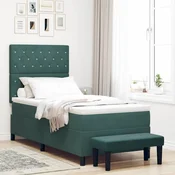 vidaXL vidaXL Postelja z vzmetnico z vzmetnico Temno zelena 90 x 200 cm Žamet, (5000128496)