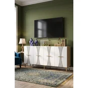 Hanah Home komoda Slim 150, 150 cm, hrast Sapphire / bela / zlatna