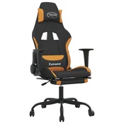Vidaxl Gaming stol z oporo za noge črno in oranžno blago