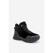 Insulated mens lace-up trekking shoes black Zerista