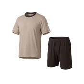 zd ZERO DEFECTS Kratka pižama Mens Short Modal Pyjamas Suihei Lead Grey bež / siva