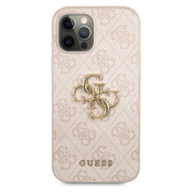 Guess PU 4G Metal Logo Zadní Kryt pro iPhone 12 Pro Max Pink Ovitek za telefon Vijolična