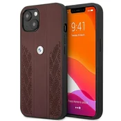 Bmw Perforiran usnjen ovitek za iPhone 13 mini BMW, rdeč