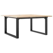 Vidaxl Klubska mizica O okvir 90x90x45 cm trdna borovina jeklo