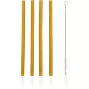 Zopa Silicone Straw silikonska slamica + krtača 6 m+ Mustard Yellow 4 kos